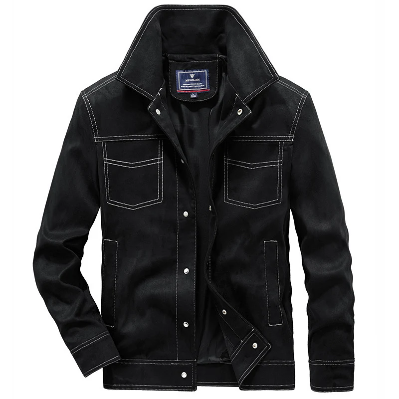 Herren Canvas-Workerjacke mit markanten Kontrastnähten, hohem Kragen und Druckknopfverschluss Drune
