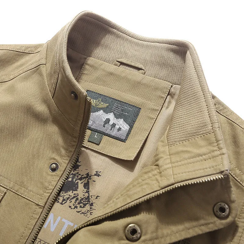Herren Canvas Utility-Weste mit mehreren Außentaschen, Reißverschluss und Stehkragen Drune
