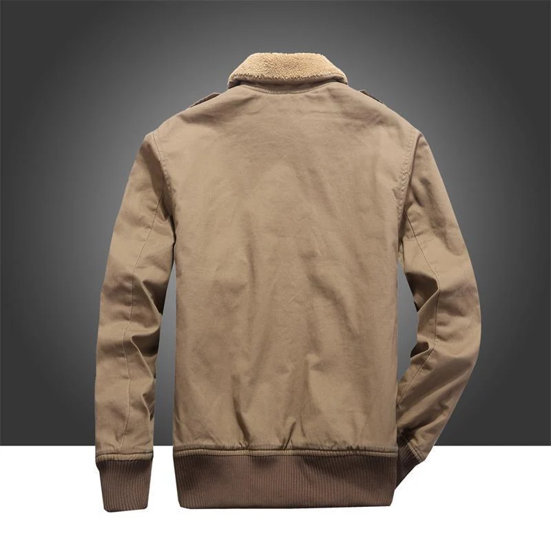 Herren Canvas-Pilotenjacke mit Teddyfutter, gerippten Bündchen und Pattentaschen Drune