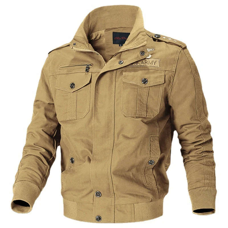 Herren Canvas-Pilotblouson mit Schulterpaspeln, Reißverschlussleiste und Utility-Pattentaschen Drune