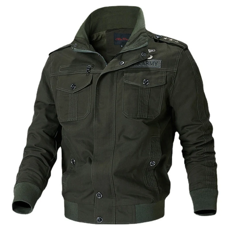 Herren Canvas-Pilotblouson mit Schulterpaspeln, Reißverschlussleiste und Utility-Pattentaschen Drune