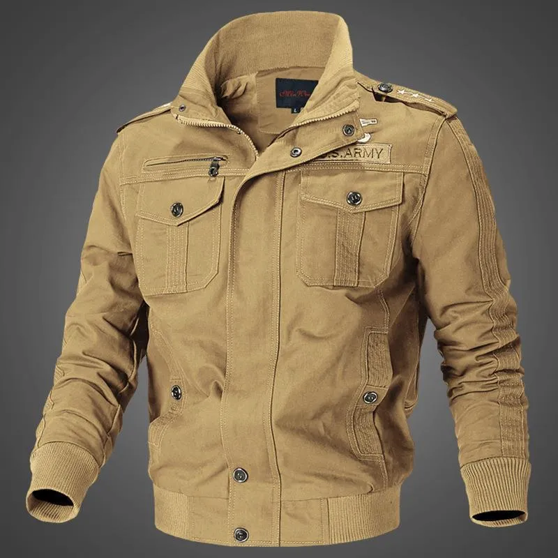 Herren Canvas-Pilotblouson mit Schulterpaspeln, Reißverschlussleiste und Utility-Pattentaschen Drune
