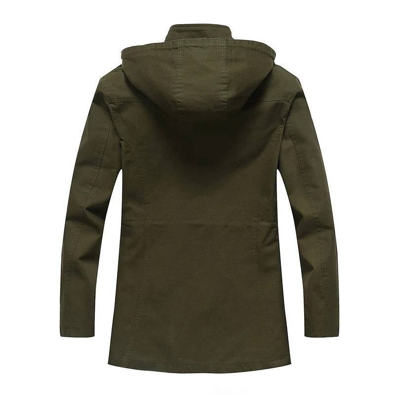Herren Canvas-Parka mit Kapuze, kariert gefüttertem Innenfutter und Utility-Taschen Drune