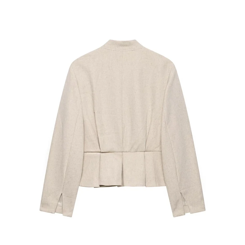 Damen Kurzjacke mit Stehkragen, Zierknopfleiste und Paspeltaschen Drune