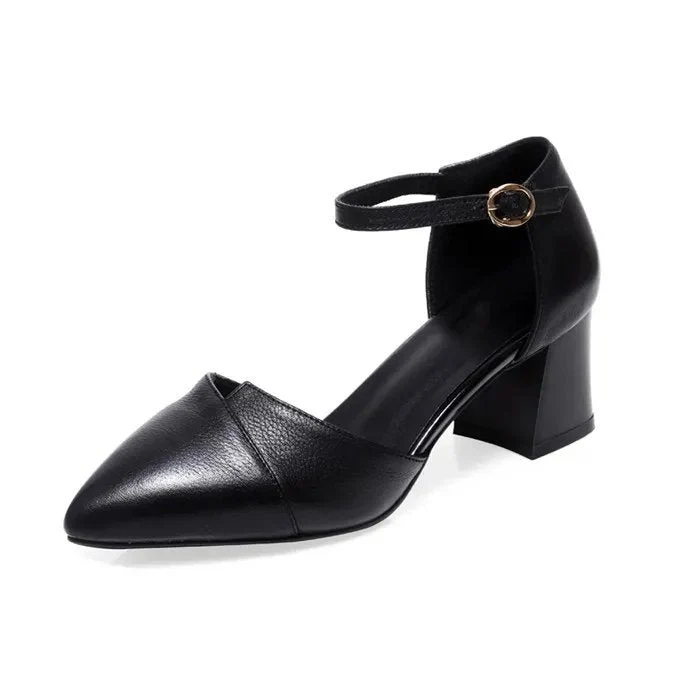 Damen elegante Halbschuhe mit modischer Schnallenverzierung und stabilen Blockabsatz Drune