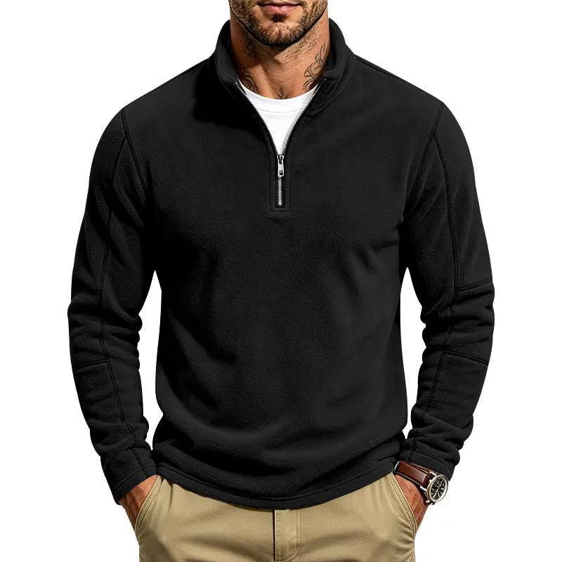Herren Fleece-Pullover mit kurzem Reißverschluss und Stehkragen Drune