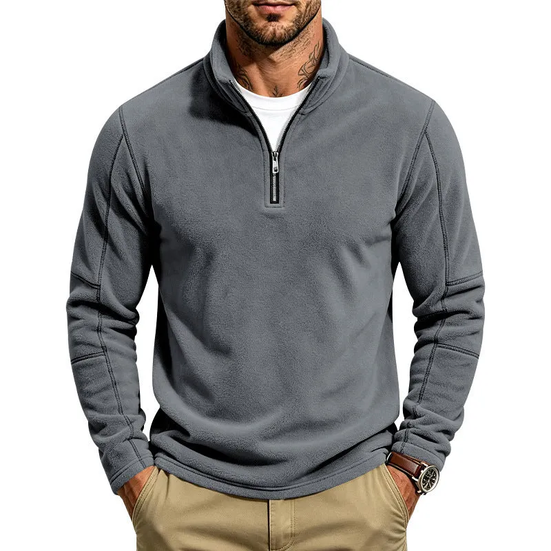 Herren Fleece-Pullover mit kurzem Reißverschluss und Stehkragen Drune