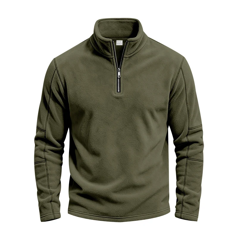 Herren Fleece-Pullover mit kurzem Reißverschluss und Stehkragen Drune