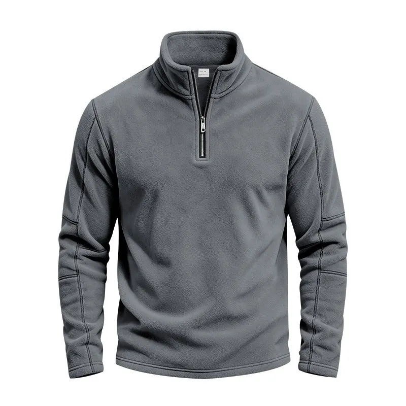 Herren Fleece-Pullover mit kurzem Reißverschluss und Stehkragen Drune