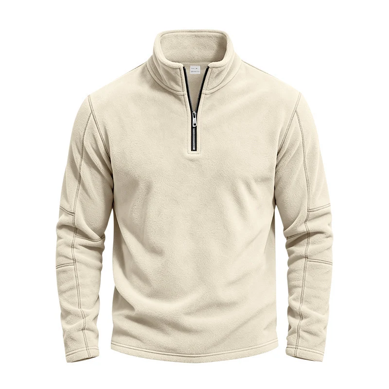 Herren Fleece-Pullover mit kurzem Reißverschluss und Stehkragen Drune