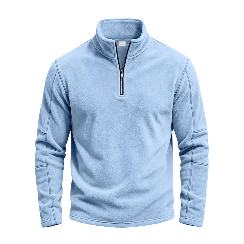 Herren Fleece-Pullover mit kurzem Reißverschluss und Stehkragen Drune