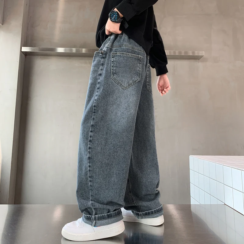Herren lässige Oversized-Jeans mit tiefem Bund und seitlichen Taschen Drune