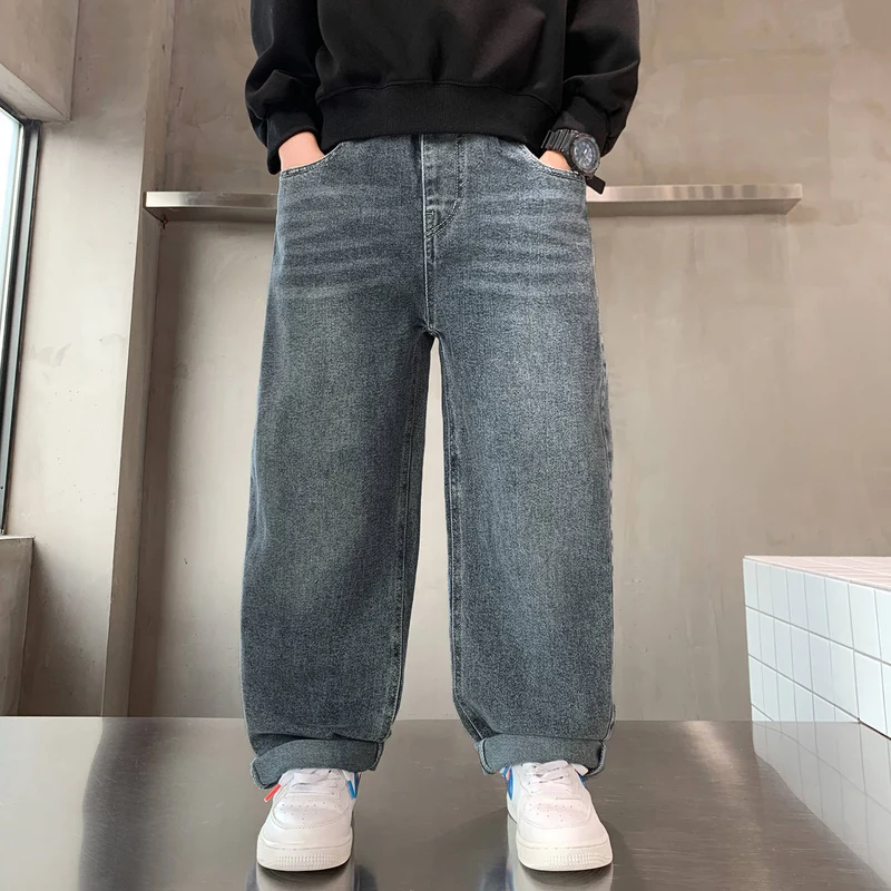 Herren lässige Oversized-Jeans mit tiefem Bund und seitlichen Taschen Drune