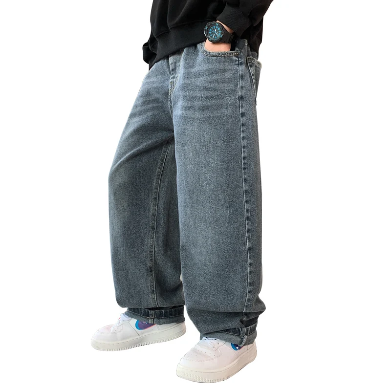 Herren lässige Oversized-Jeans mit tiefem Bund und seitlichen Taschen Drune
