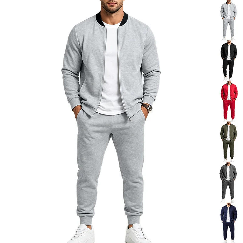 Herren Zweiteiliges Casual-Trainingsset mit Bomberjacke und tapered Jogginghose Drune