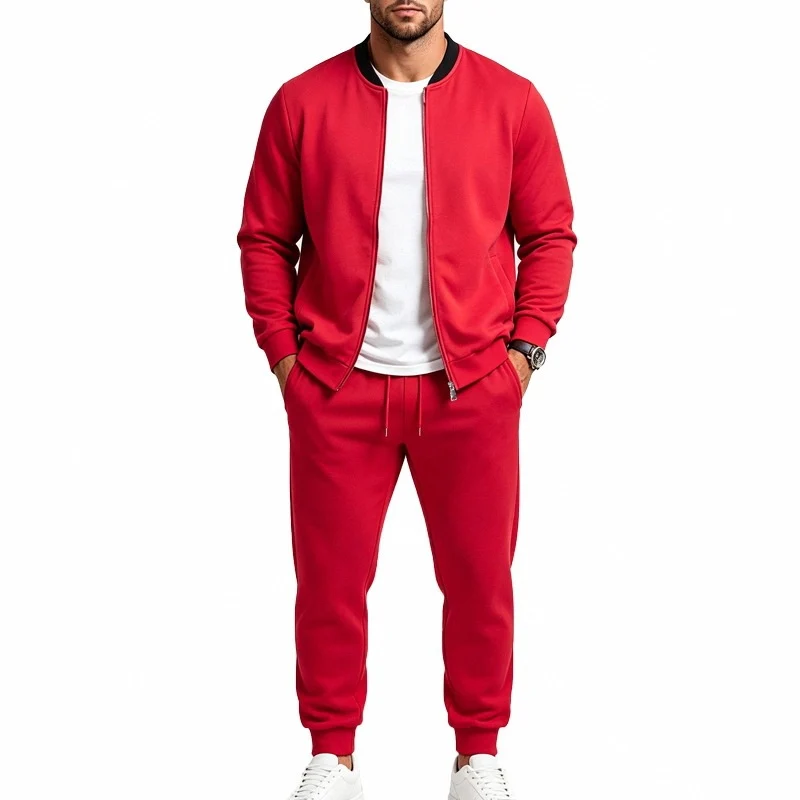 Herren Zweiteiliges Casual-Trainingsset mit Bomberjacke und tapered Jogginghose Drune