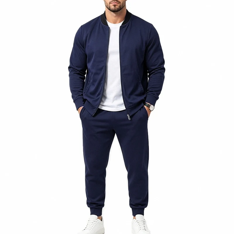 Herren Zweiteiliges Casual-Trainingsset mit Bomberjacke und tapered Jogginghose Drune