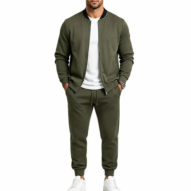 Herren Zweiteiliges Casual-Trainingsset mit Bomberjacke und tapered Jogginghose Drune