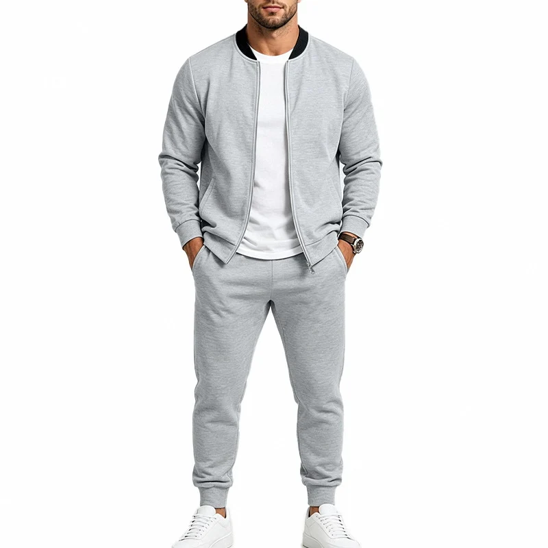 Herren Zweiteiliges Casual-Trainingsset mit Bomberjacke und tapered Jogginghose Drune