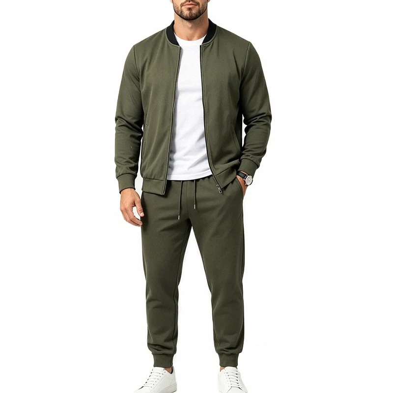 Herren Zweiteiliges Casual-Trainingsset mit Bomberjacke und tapered Jogginghose Drune