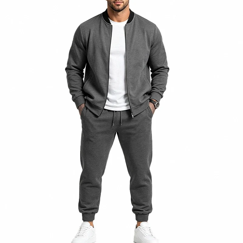Herren Zweiteiliges Casual-Trainingsset mit Bomberjacke und tapered Jogginghose Drune