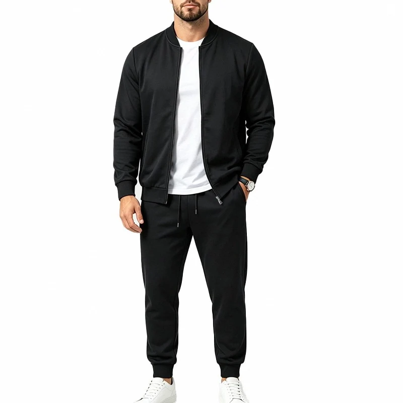 Herren Zweiteiliges Casual-Trainingsset mit Bomberjacke und tapered Jogginghose Drune