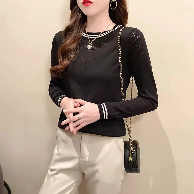 Damen lässiges Longsleeve-Shirt mit modischem Streifenmuster Drune