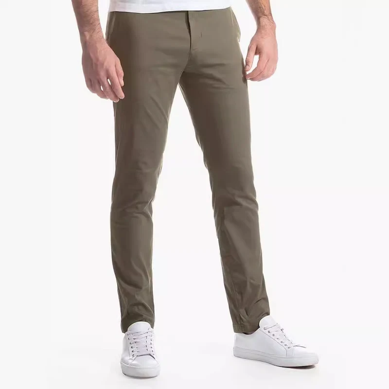 Herren Enganliegende Stretch-Chinohose mit tapered Bein und elastischem Saum Drune