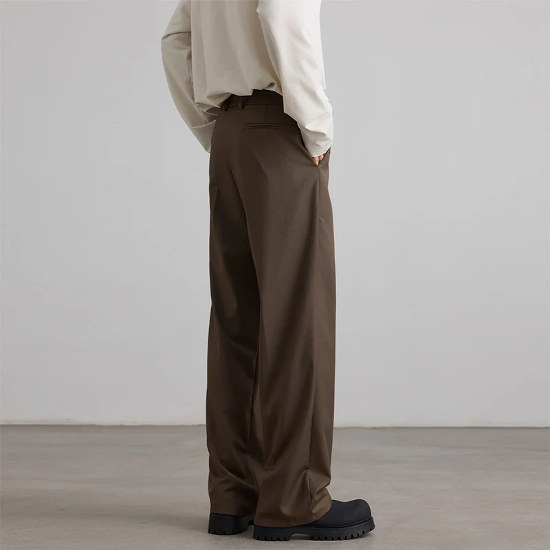 Herren Weite High-Waist Anzughose mit Bügelfalte und Bundfalte Drune