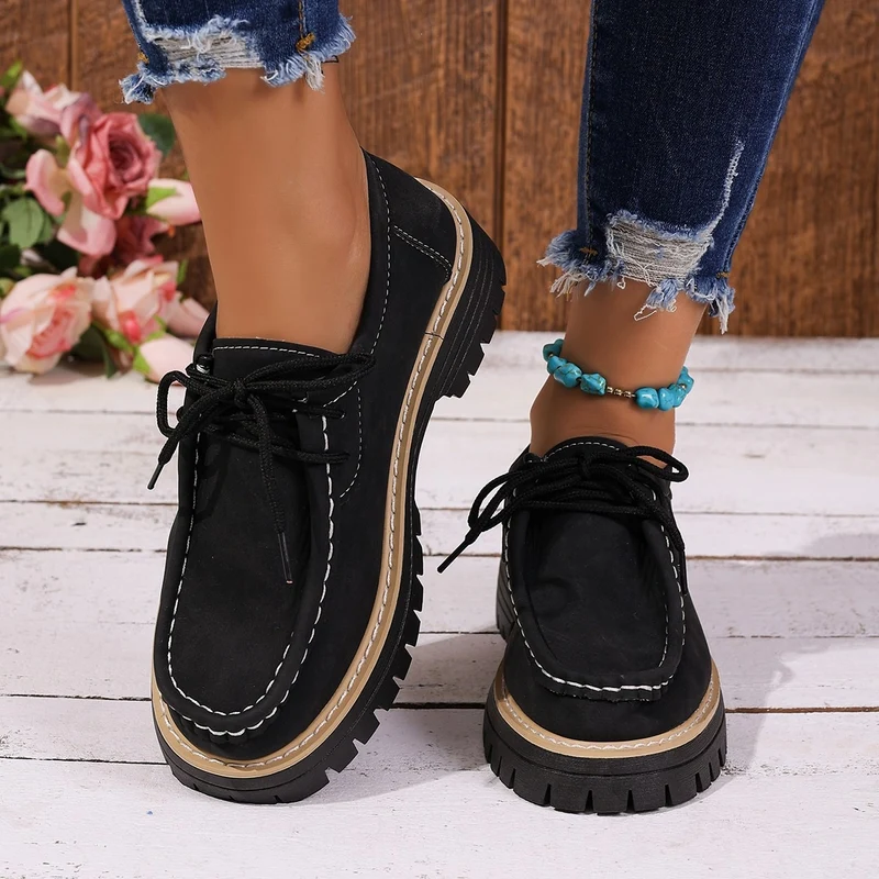 Damen Chunky-Mokassin-Loafer mit profilierter Gummisohle Drune
