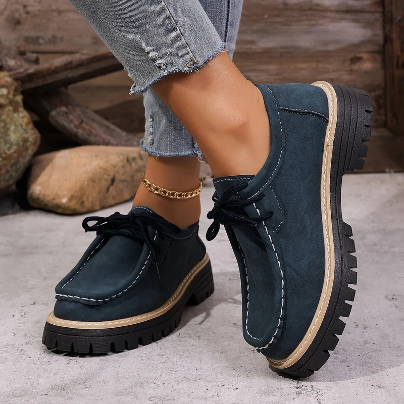Damen Chunky-Mokassin-Loafer mit profilierter Gummisohle Drune