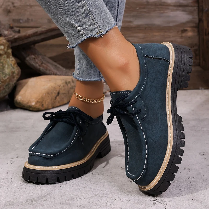 Damen Chunky-Mokassin-Loafer mit profilierter Gummisohle Drune