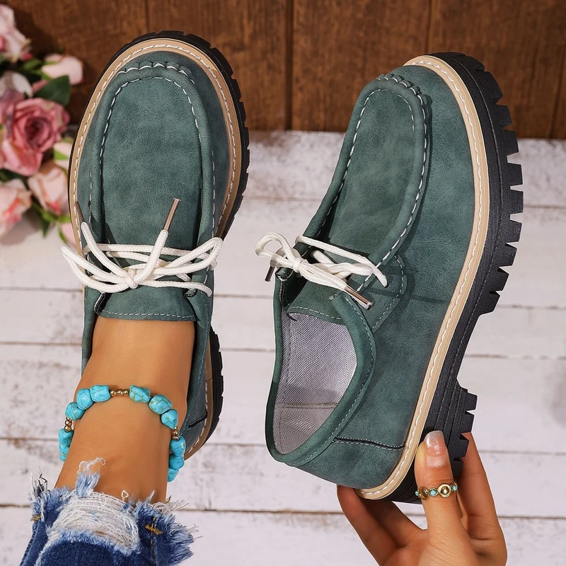 Damen Chunky-Mokassin-Loafer mit profilierter Gummisohle Drune