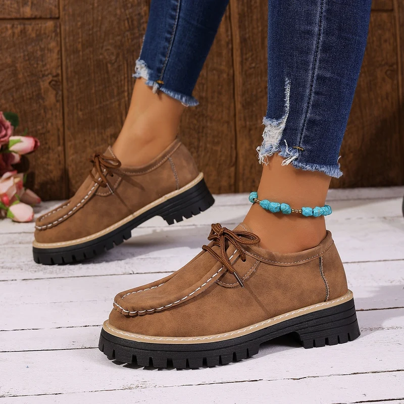 Damen Chunky-Mokassin-Loafer mit profilierter Gummisohle Drune