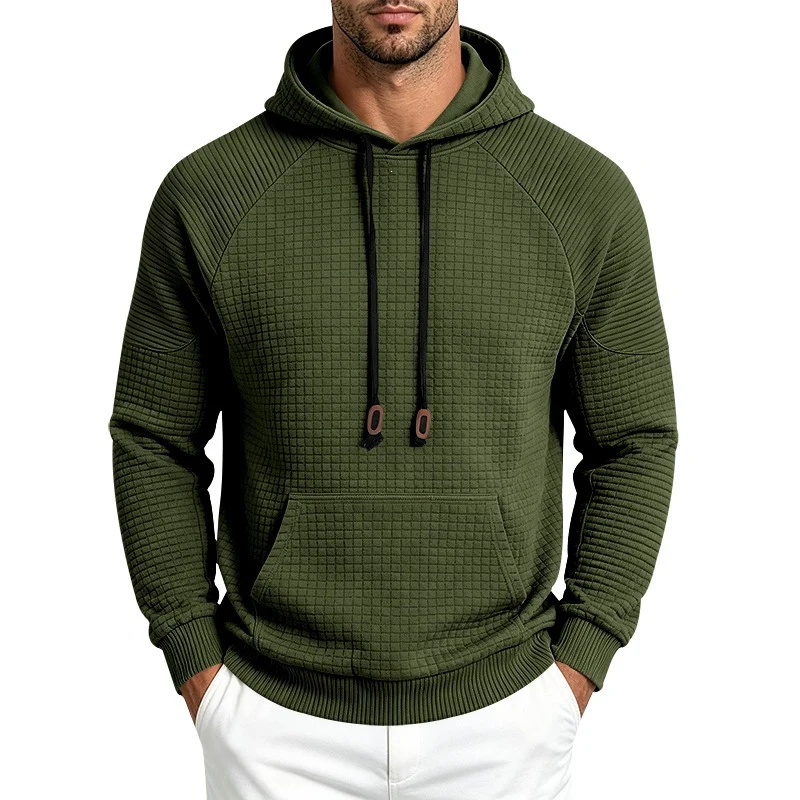 Herren Thermo-Waffel-Hoodie mit Raglanärmeln und Kängurutasche Drune