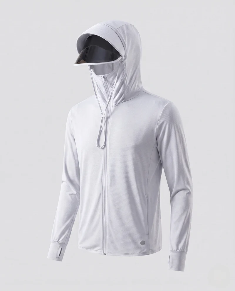 Unisex nan ultraleichtes Kapuzenshirt mit ausklappbarem Visier, atmungsaktivem Wabenjersey und Reißverschluss Drune