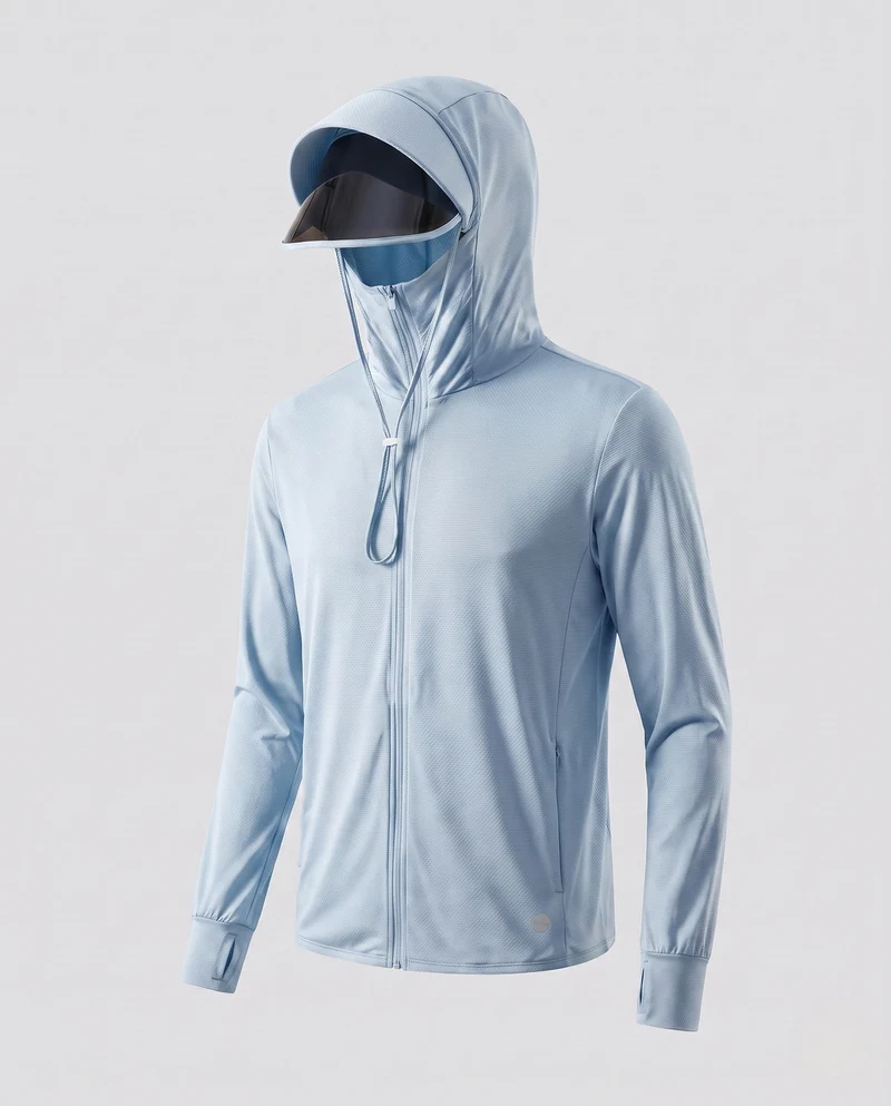 Unisex nan ultraleichtes Kapuzenshirt mit ausklappbarem Visier, atmungsaktivem Wabenjersey und Reißverschluss Drune