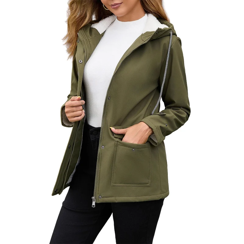Damen Funktionale Winterjacke mit Fleece-Futter und Kapuze Drune