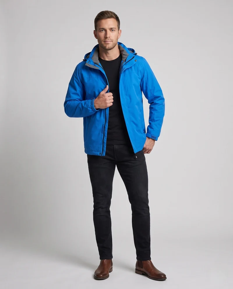 Leichte wasserabweisende Herren-Hoodiejacke mit gepolstertem Innenfutter und verstellbaren Bündchen Drune
