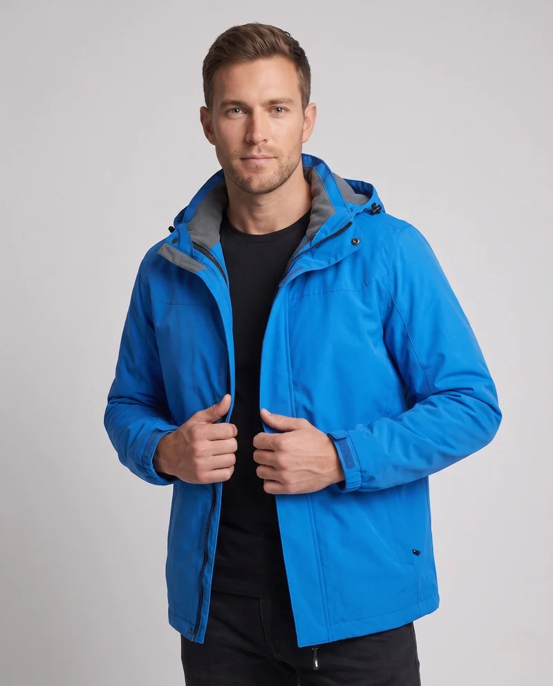 Leichte wasserabweisende Herren-Hoodiejacke mit gepolstertem Innenfutter und verstellbaren Bündchen Drune