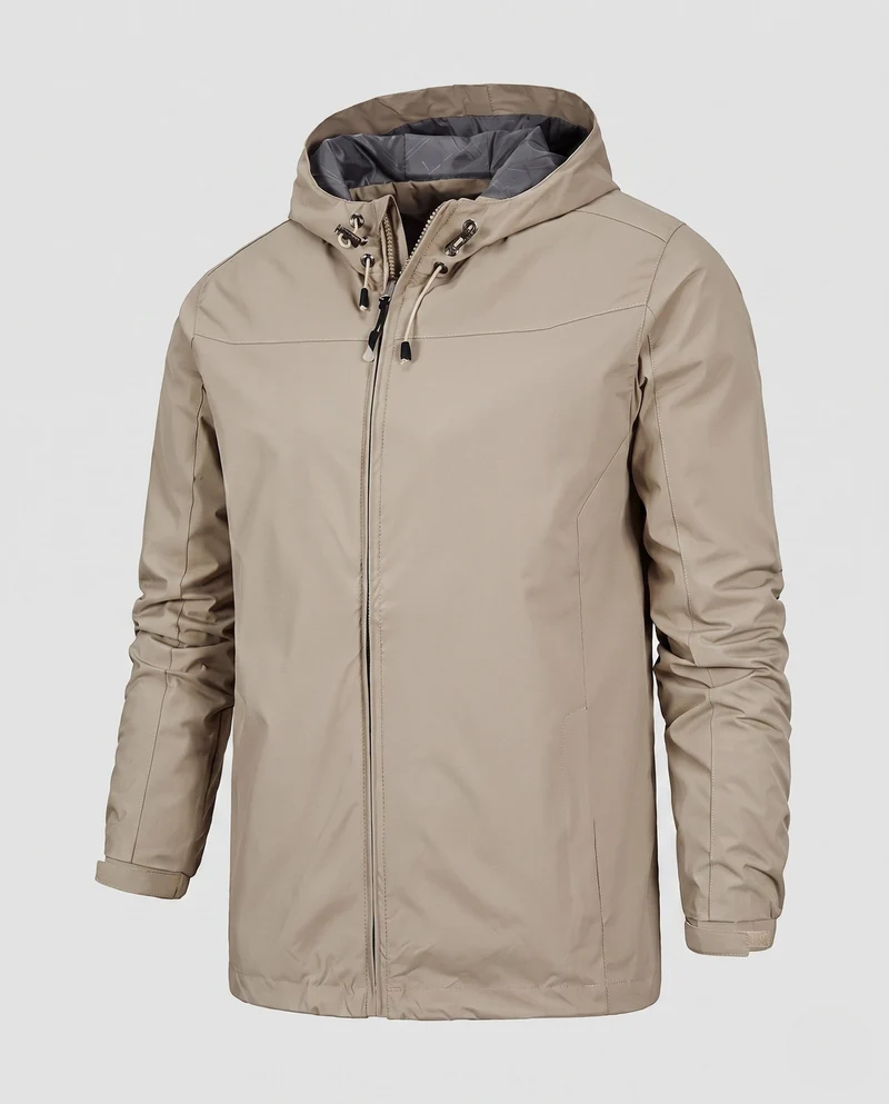 Leichte wasserabweisende Herren-Hoodiejacke mit gepolstertem Innenfutter und verstellbaren Bündchen Drune