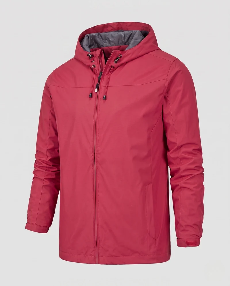 Leichte wasserabweisende Herren-Hoodiejacke mit gepolstertem Innenfutter und verstellbaren Bündchen Drune
