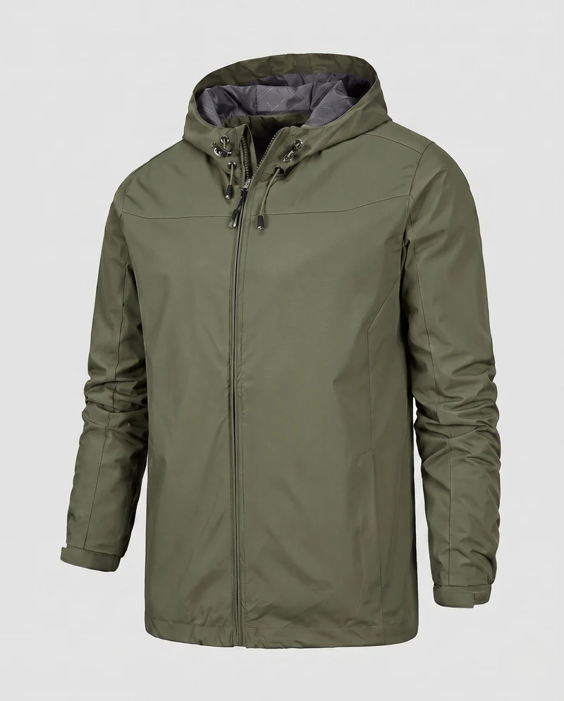 Leichte wasserabweisende Herren-Hoodiejacke mit gepolstertem Innenfutter und verstellbaren Bündchen Drune