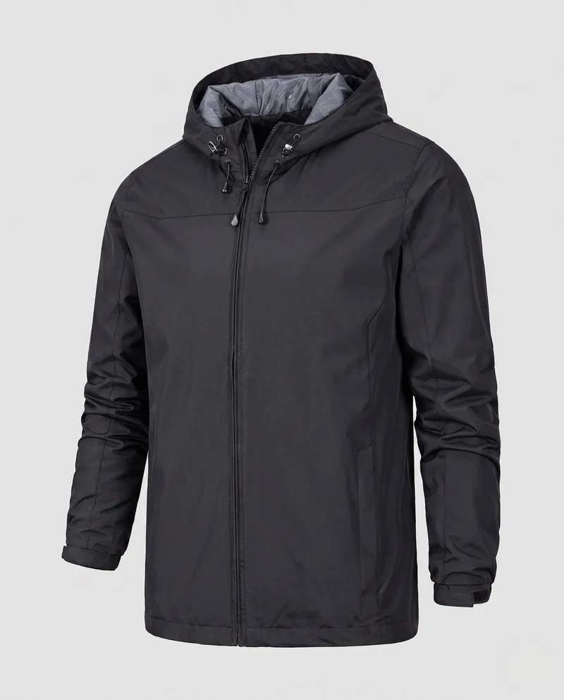 Leichte wasserabweisende Herren-Hoodiejacke mit gepolstertem Innenfutter und verstellbaren Bündchen Drune