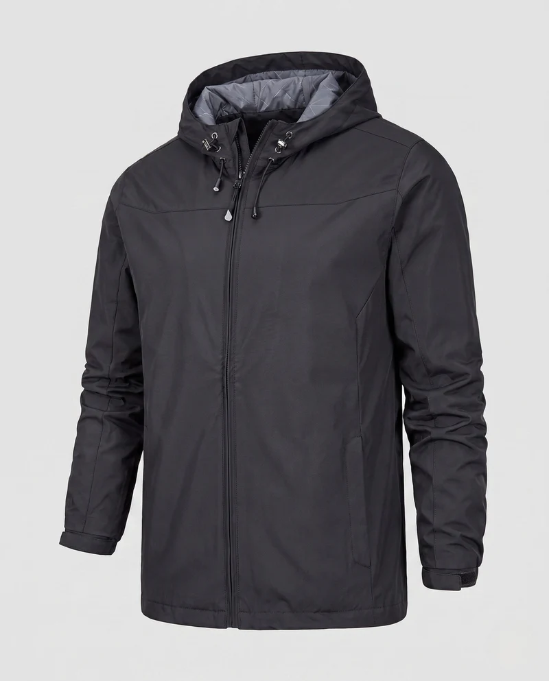 Leichte wasserabweisende Herren-Hoodiejacke mit gepolstertem Innenfutter und verstellbaren Bündchen Drune
