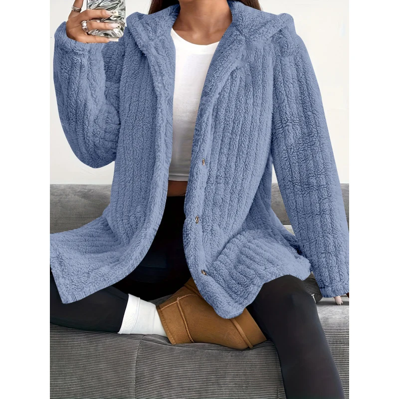 Damen Kuschelige Fleecejacke mit Kapuze Drune