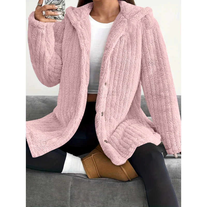 Damen Kuschelige Fleecejacke mit Kapuze Drune