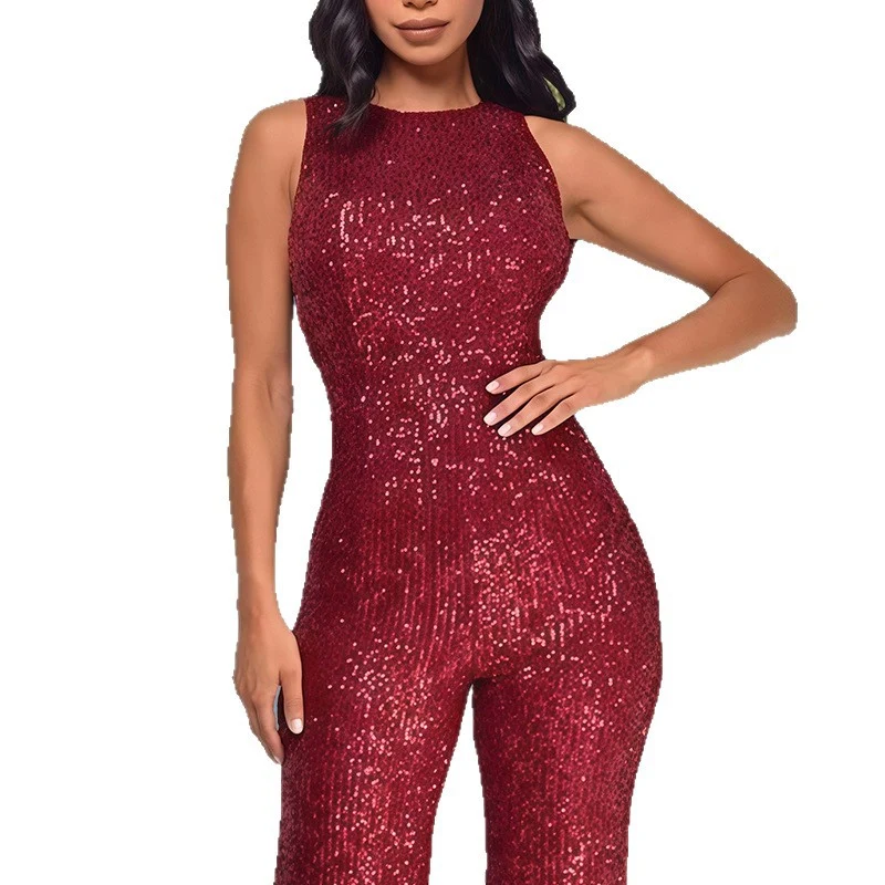 Damen Glamouröses Jumpsuit mit Paillettenbesatz und figurbetonter Silhouette Drune