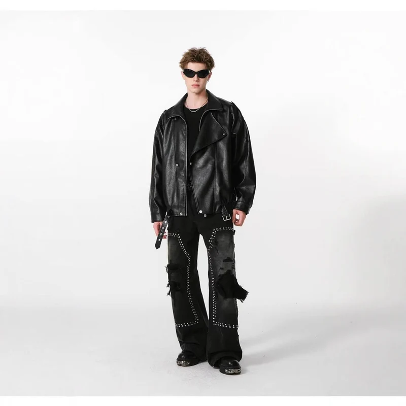 Damen Kunstlederjacke mit hohem Kragen und lässigem Schnitt Drune