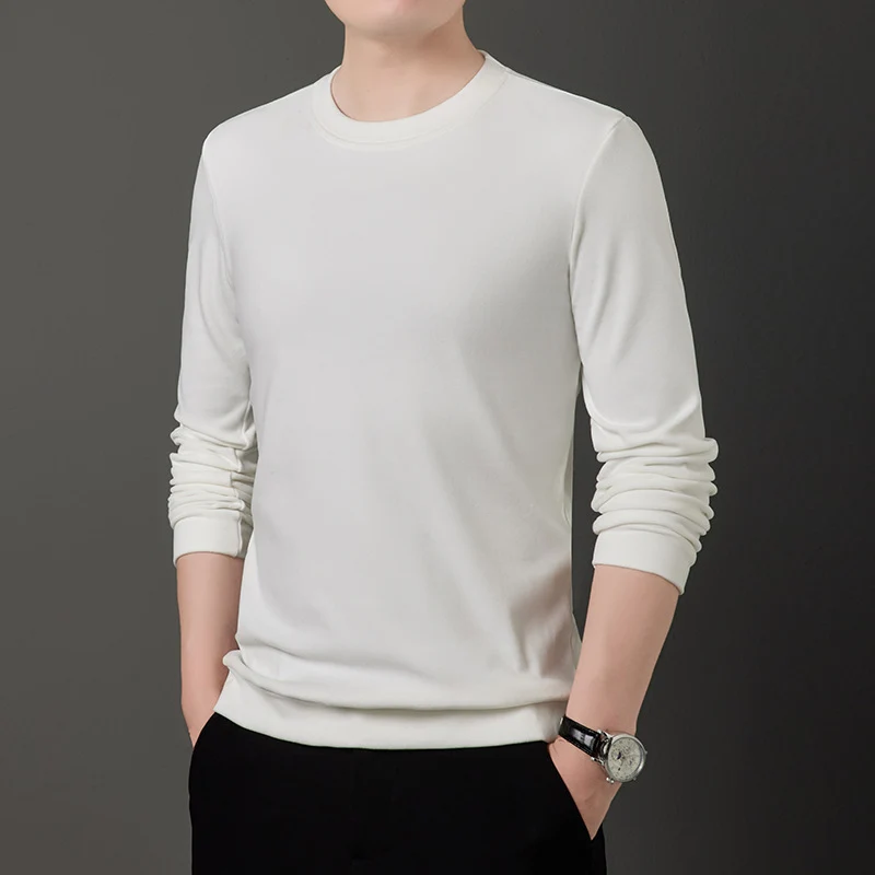 Herren Feiner Rundhals-Pullover aus leichtem Stretch-Strick mit schmaler Silhouette Drune